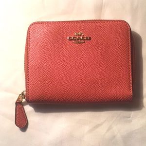 Small leather Coach Zip Around Wallet
